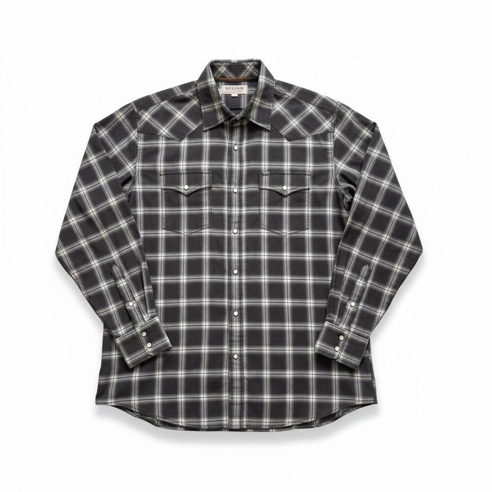 Miller Ranch Pearl Snap Shirt Western Cowboy Rodeo Longโ Sleeve Plaid Blue L